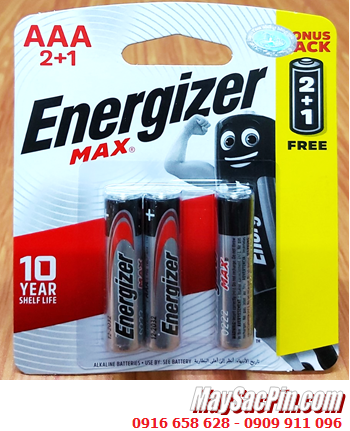 Energizer E92, LR03; Pin AAA 1.5v Alkaline Energizer E92, LR03 chính hãng (Xuất xứ Singapore) Vỉ 3viên